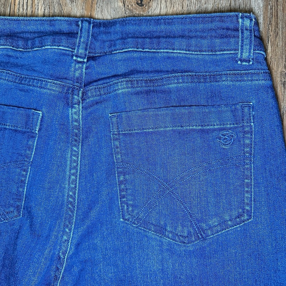 Susan Graver Jeans Women Full Leg Dark Wash Cropped Capri Jeans Fringe Hem 4P - Picture 7 of 13